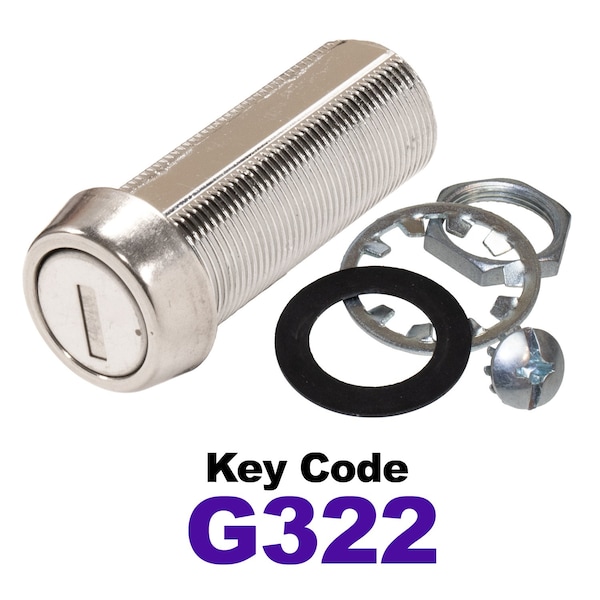 Global RV SS Compartment Lock, Cam/Blade Style, 1-3/4in Threaded Barrel, Blades not Included, Keyed to G322 CLB-322-134-SS - main